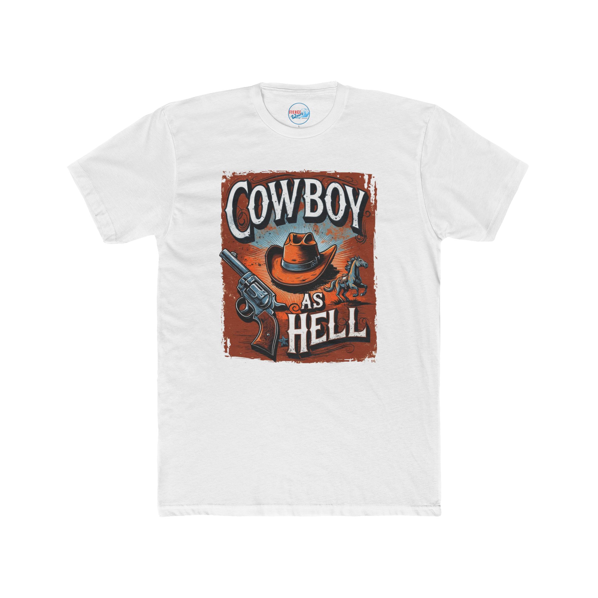 Cowboy As Hell Unisex Cotton Crew Tee, Cowboy Shirt, Western Style Tee, Gift for Cowboy Lovers, Casual T-Shirt, Vintage Graphic Tee